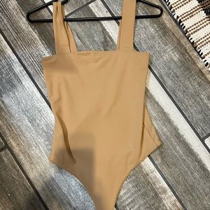 Brand Nuuds new square neck bodysuit in cinnamon